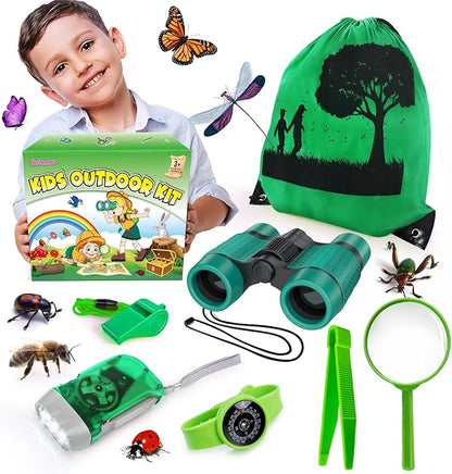 Kids Explorer Kit &amp; Bug Catcher Kit, Camping Gear for Kids, Outdoor Exploration Set with Backpack &amp; Binoculars, Ideal Outdoor Adventure Toys for Boys Girls 3-12