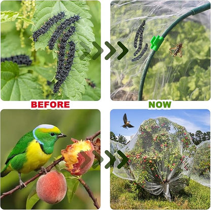 Garden Netting Kit, 10X30 Ft Garden Ultra Fine Mesh Net Bird Barrier Protection with Garden Hoops for Protect Garden Vegetables Flowers Shrubs Fruit Trees Indoors &amp; Outdoors Plant Beds Greenhouse