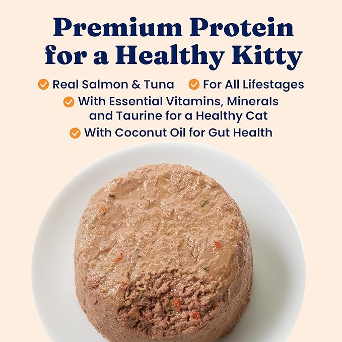 Solid Gold Wet Cat Food Pate in Coconut Oil - Healthy Canned Cat Food Pate w/Real Salmon, Omega Fatty Acids, Vitamins &amp; Minerals - Grain Free &amp; Gluten Free Canned Meals for Cats &amp; Kittens - 24ct/3oz