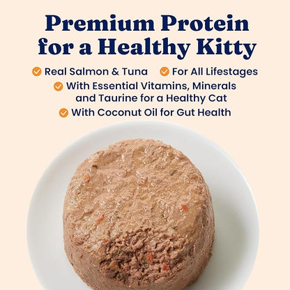 Solid Gold Wet Cat Food Pate in Coconut Oil - Healthy Canned Cat Food Pate w/Real Salmon, Omega Fatty Acids, Vitamins &amp; Minerals - Grain Free &amp; Gluten Free Canned Meals for Cats &amp; Kittens - 24ct/3oz
