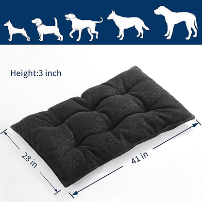 MABOZOO Chew Proof Indestructible Dog Beds for Aggressive Chewers,Durable Dog Crate Pad,Washable Tough Pet Mats for Kennel,Black,XL 28x41 in