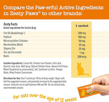 Zesty Paws Hairball Cat Mousse - Hairball Treats for Cats Digestive Support - Lickable Cat Vitamin Treats for Skin &amp; Gut Health - Squeezeable Puree Tube for Furball Relief - Chicken 14ct