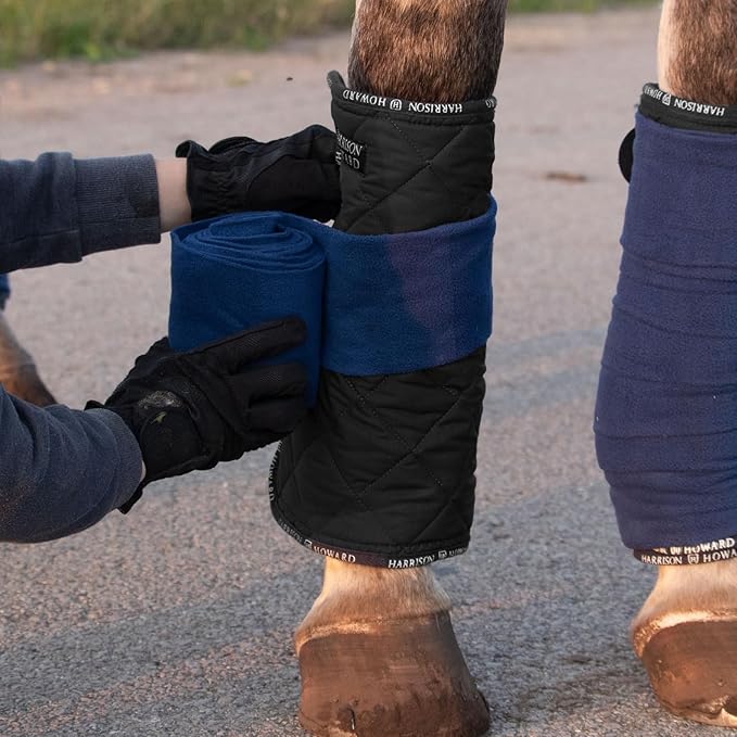 Harrison Howard Quilted Leg Wraps for Horse Set of 4- Black L