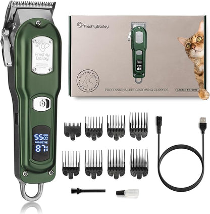 Cat Clippers for Matted Hair - Matted Cat Fur Remover - Low Noise Grooming Trimmer &amp; Shaver | Pet Clippers for Long Hair Cats | Professional Pet Shaver with Detachable Guards