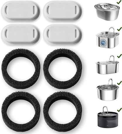 PETLIBRO 4 Pack Replacement Filters for Stainless Steel Cat Water Fountain PLWF003 / PLWF006, Adjustable Water Flow Pet Fountain, Super Quiet Dog Water Dispenser