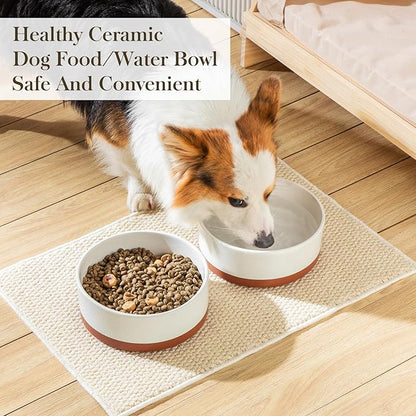 MALACASA Dog Bowls, Ceramic Dog Food and Water Bowls for Large Size Dogs, 6 Cups Capacity Pet Bowl for Large Dogs.1-Pack (L-6 Cups)