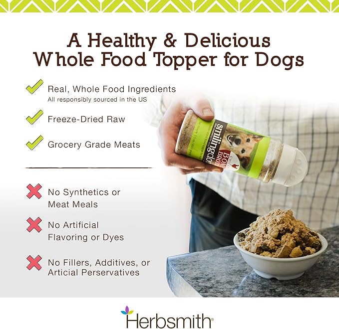 Herbsmith Kibble Seasoning – Freeze Dried Rabbit &amp; Duck – Dog Food Topper for Picky Eaters - 3.8 oz