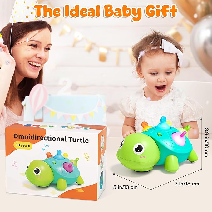 Vanmor Baby Toys 6–12 Months, Musical Turtle Infant Toy, Teething Toy with Music, Crawling Walking Toys for Babies, Early Learning Educational Toy with Light &amp; Sound, for Newborns