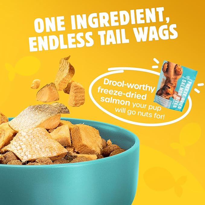 Freeze Dried Dog Treats - Wild Caught Salmon - Dog Food Dry Snacks - with Protein &amp; Omega 3s - for All Breeds &amp; Sizes - No Artificial Flavors &amp; Dyes, No Preservatives - 1 Pouch, 4 oz