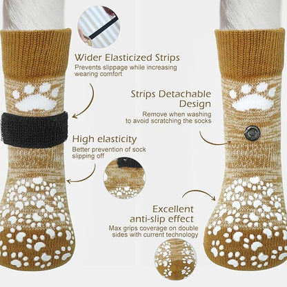 EXPAWLORER Anti Slip Dog Socks to Prevent Licking Paws, Dog Shoes for Hot Pavement, Dog Booties for Small Medium Large Senior Dogs, Traction Control Boots &amp; Paw Protectors for Hardwood Floors