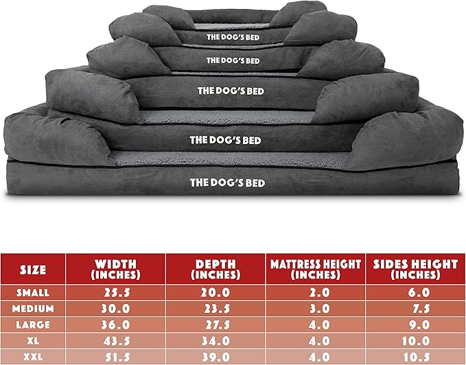 The Dog’s Bed, Medium Grey Plush Memory Foam, Pain Relief: Arthritis, Hip &amp; Elbow Dysplasia, Post Surgery, Lameness, Supportive, Calming, Washable Cover, Veterinary Approved