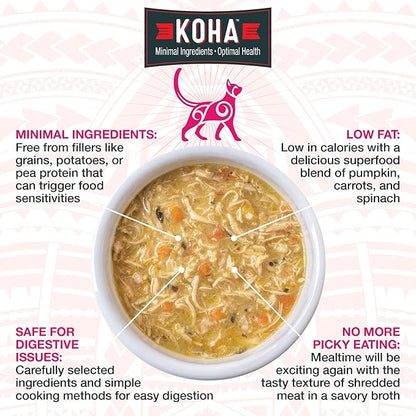 KOHA Pure Shreds Cat Variety Pack, High Protein Wet Cat Food - 5 Flavors - Beef, Duck, Chicken &amp; Duck and Chicken &amp; Salmon Food for Cats - 2.8 oz Cans, Pack of 12