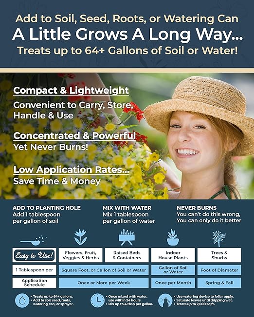 Organic Plant Magic - Truly Organic™ Fast-Acting Soluble Plant Food: All-Purpose Fertilizer Concentrate for All Flower Vegetable Herb Fruit Tree Shrub Container Garden &amp; House Plants [One 1 lb Bag]