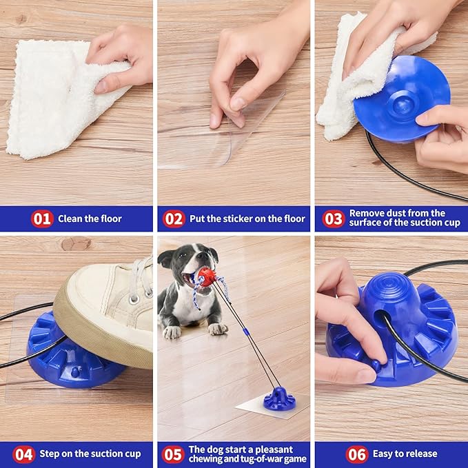 Interactive Dog Toys - Aggressive Chewer Suction Cup Tug of War, Indestructible Puzzle Toys &amp; Treat Dispensing Ball for Dog Enrichment