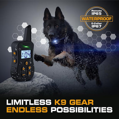 INVIROX Dog Shock Collar [Ultra K9] 124 Training Levels, 4 Powerful Modes with Night-Light and ¾ Mile Range 100% Safe Dog Training Collar for Large Dogs IP67 Waterproof (Black)