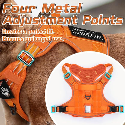 rabbitgoo Tactical Dog Harness for Large Dogs, No Pull Military Service Vest with Handle &amp; Molle, Easy Control for Training Walking, Adjustable Reflective Straps, Orange, L