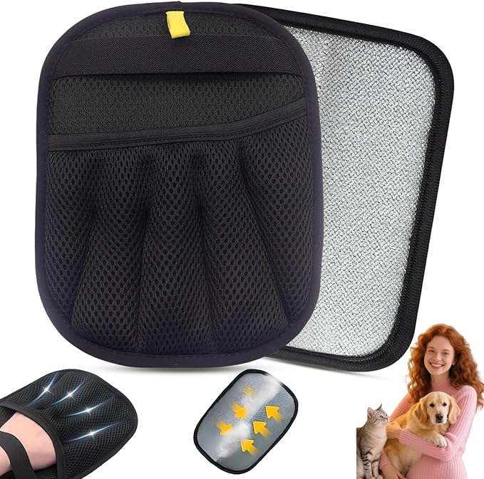 Upgraded Pet Hair Remover Glove - Reusable Electrostatic Five-Finger Gloves for Cat/Dog Hair Removal on Furniture, Carpet &amp; Clothes