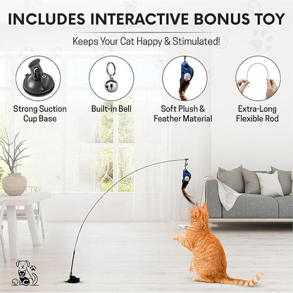Snuggle &amp; Play Cat Wall Shelves with Suction Cup Wand – 3 Mounted Steps, Climbing Wall Shelves and Furniture with Cat Wand