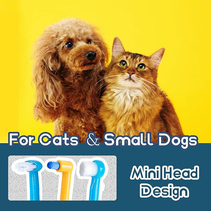 Small Dog Toothbrush, Cat &amp; Puppy Tooth Brushing Kit, Mini Tuft Horizontal Head Teeth Brush for Kitten &amp; Tiny Pet, Doggy Toothbrushes Deep Dental Cleaning, 3 PCS
