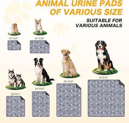 Washable Pee Pads for Dogs, 2 Pack Reusable Puppy Pads, Waterproof Pet Pee Pads for Dog Potty Training, Extra Large Dog Pee Pads for Crate, Playpen, and Whelping, Durable and Absorbent, Grey 34"x52"