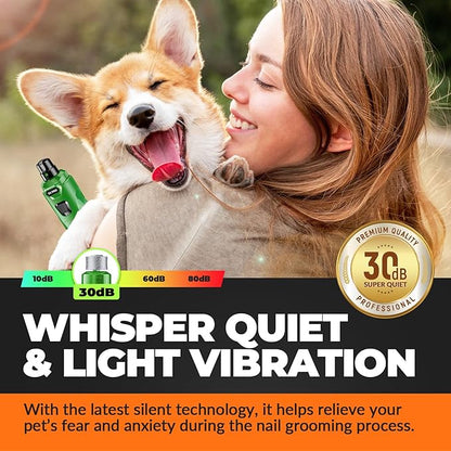 Dog Nail Grinder with 2 LED Lights Powerful 2 Speeds Super Quiet Dog Nail Trimmers with 3 Grinding Wheels Rechargeable Pet Dog Nail Clippers for Large Medium Puppy Dogs Dog Nail File Cat Nail Clipper