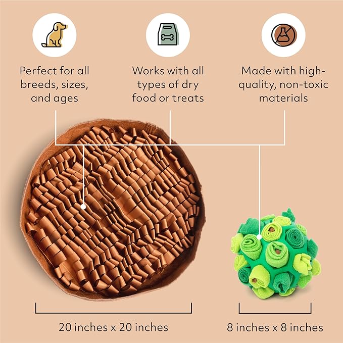 Reggie Enrichment Value Pack for Dogs with Stimulating Feeder Mat and Forager Ball to Relieve Speed Eating, Boredom, Stress | Vet-Approved &amp; Ideal for All Ages, Dog Breeds, and Sizes