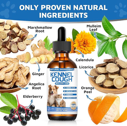 Kennel Cough Herbal Drops for Dogs &amp; Cats,Dog Cough Treatment,Dog Cough Suppressant,Kennel Cough for Dogs,Coughing Treatment Liquid,Cough Treatment for Cats,Natural Cough Supplement for Cat