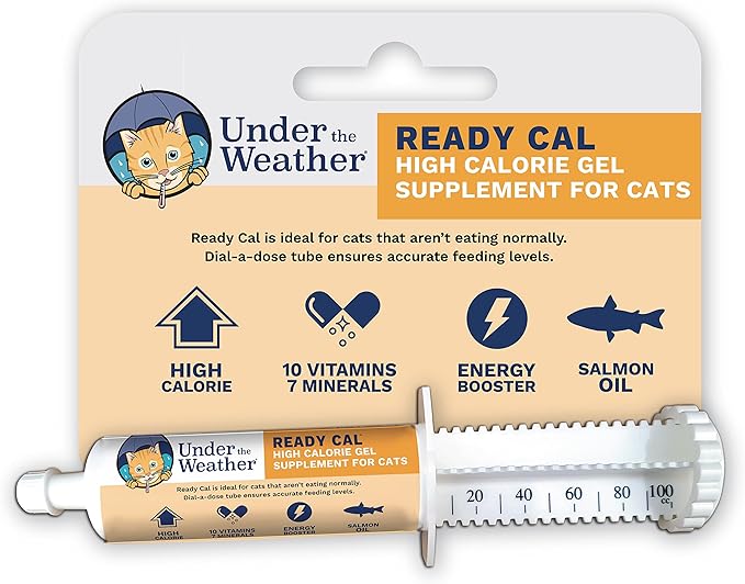 Under The Weather Pet | Ready Cal for Cats 100cc | High Calorie Supplement | Cat Weight Gainer and High Calorie Booster | 10 Vitamins, 7 Minerals &amp; Omega Fatty Acids (for Cats 100cc)