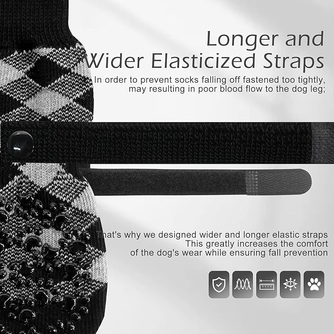 EXPAWLORER Anti Slip Dog Socks to Prevent Licking Paws, Dog Shoes for Hot Pavement, Dog Booties for Small Medium Large Senior Dogs, Traction Control Boots &amp; Paw Protectors for Hardwood Floors