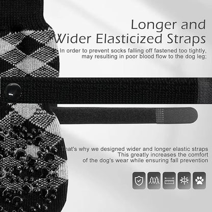 EXPAWLORER Anti Slip Dog Socks to Prevent Licking Paws, Dog Shoes for Hot Pavement, Dog Booties for Small Medium Large Senior Dogs, Traction Control Boots &amp; Paw Protectors for Hardwood Floors