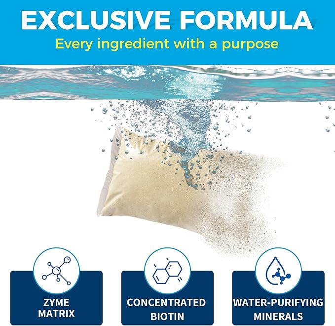Pond Clarifier Treatment – 12 Packets Natural Pond Water Clear for Outdoor Lakes – Beneficial Enzymes to Improve Water Clarity &amp; Eliminate Odor – Treats Up to 144000 Sq Ft