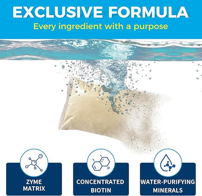 Pond Clarifier Treatment – 12 Packets Natural Pond Water Clear for Outdoor Lakes – Beneficial Enzymes to Improve Water Clarity &amp; Eliminate Odor – Treats Up to 144000 Sq Ft