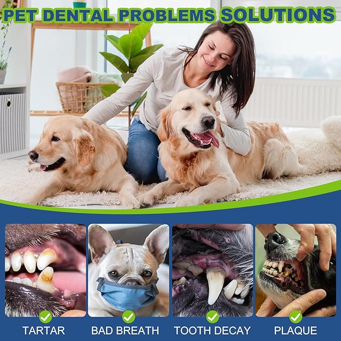 Dog Dental Care Finger Wipes, 60 PCS Teeth Cleaning Wipes for Dogs &amp; Cats, Tooth Brushing Kit Dental Wipes Reduces Plaque &amp; Freshens Breath, Disposable Gentle Cleaning &amp; Gum Care Pet Wipe