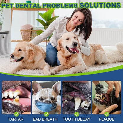 Dog Dental Care Finger Wipes, 60 PCS Teeth Cleaning Wipes for Dogs &amp; Cats, Tooth Brushing Kit Dental Wipes Reduces Plaque &amp; Freshens Breath, Disposable Gentle Cleaning &amp; Gum Care Pet Wipe