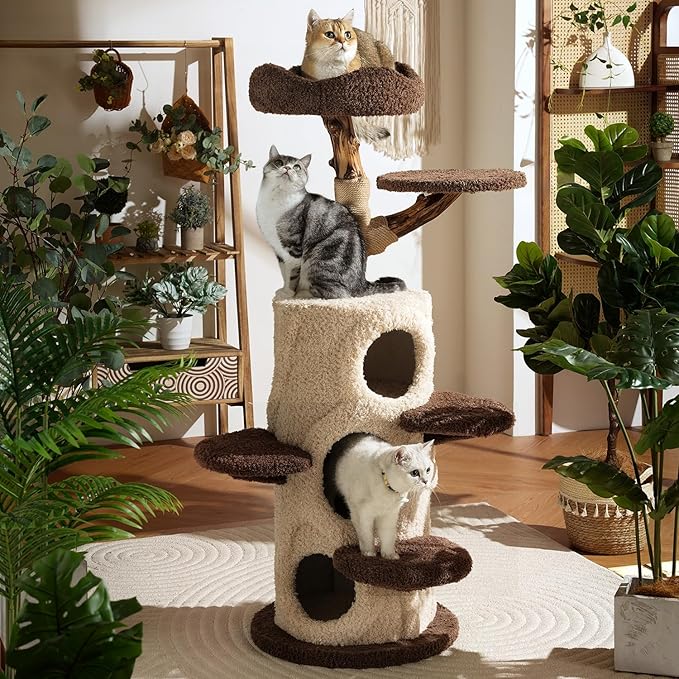 Luxury Treehouse Cat Tree for Indoor Large Cats,54.7&