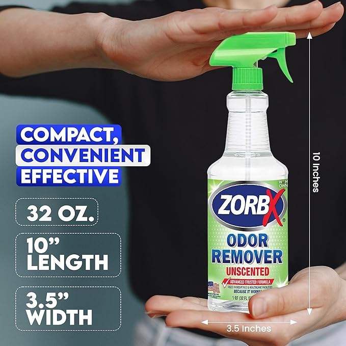 ZORBX Unscented Odor Remover Spray 32 oz - Perfect Solution for Strong Odor - Advanced Trusted Formula &amp; Fast-Acting Odor Eliminator for Dog, Cat, Puppy