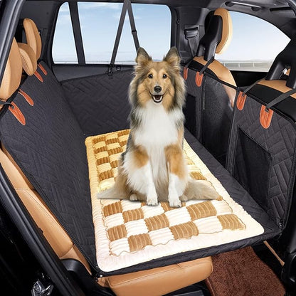 VClife Khaki Plaid Dog Car Bed Mat, Non-Slip Backseat Extender Pet Blanket, Washable Dog Bed Mat for SUVs, Sedans &amp; Small Trucks, Portable Travel Pad for Dogs, Wear Resistant, Pet Friendly, 51"×23.6"