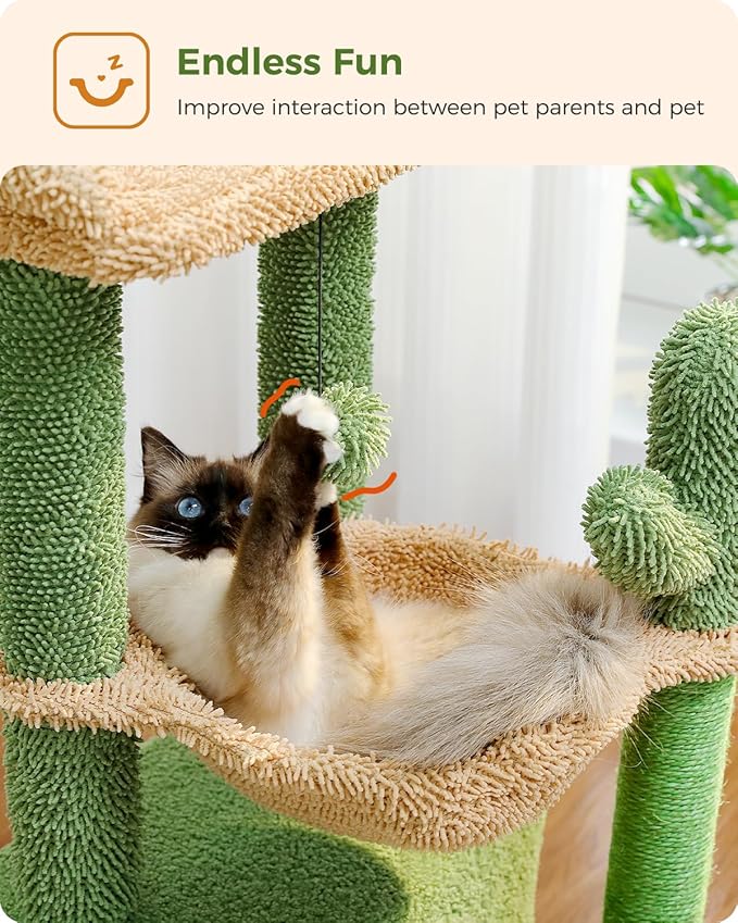 PEQULTI 4-in-1 Cactus Cat Tree, 33&