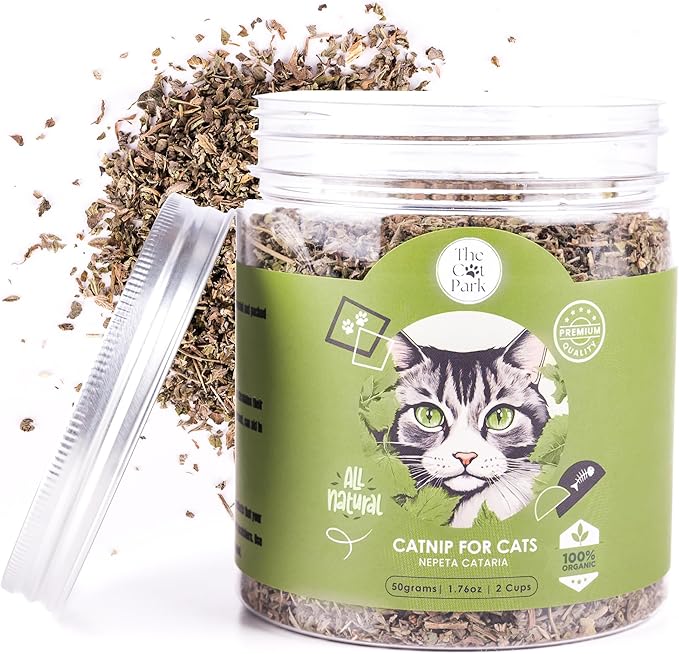 Organic Catnip for Cats &amp; Kittens – 1.76 oz Premium Natural Catnip, High Potency Blend for Playtime, Training, and Stress Relief, 2 Cups of Dried Cat Nip Leaves