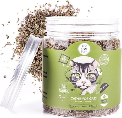 Organic Catnip for Cats &amp; Kittens – 1.76 oz Premium Natural Catnip, High Potency Blend for Playtime, Training, and Stress Relief, 2 Cups of Dried Cat Nip Leaves