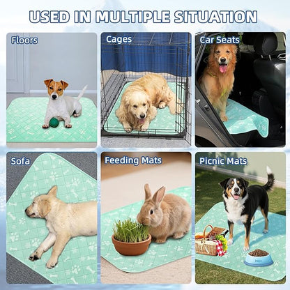 Homimp Self-Cooling Mat for Dogs, 4 Pack Washable Cooling Mat&amp;Sleeping Pad, Reusable Waterproof Dog Pee Pads, Non-Toxic, Non-Slip Potty Pads Ideal for Home, Travel &amp; Crates, Kennel in Summer, 24"x36"
