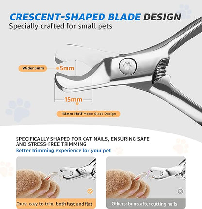 Pet Nail Clippers for Cats &amp; Small Medium Dogs Puppies, Cat Nail Trimmer with All-Steel Material, Extra-Sharp Durable Blades, Ergonomic Handle, Professional Grooming Tool with Free Nail File