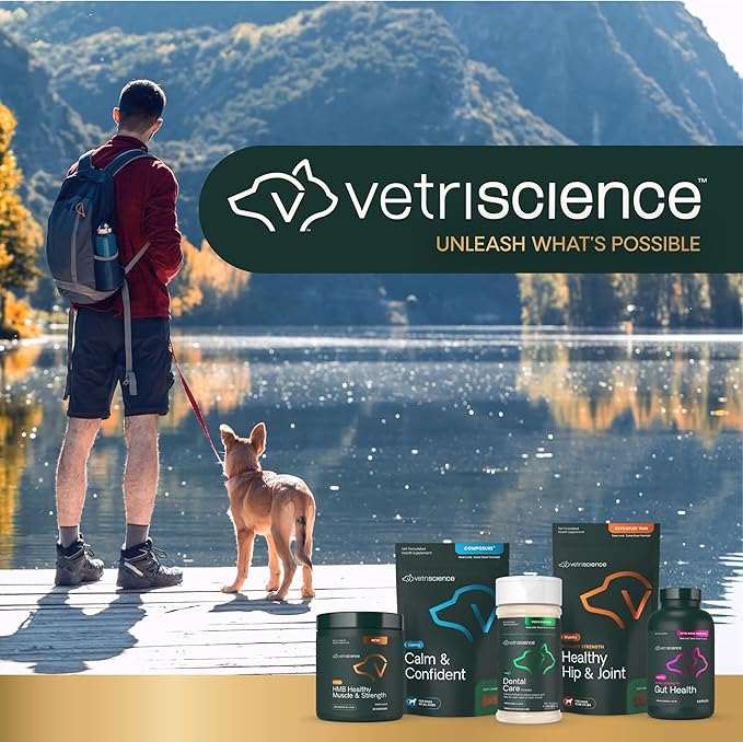 VetriScience Ultimate Strength Healthy Hip &amp; Joint Chews, GlycoFlex Glucosamine, Chondroitin and Green-Lipped Mussel Joint Support Supplement for Dogs, Soothe Joint Discomfort, Duck, 120 Count