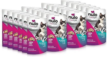 Nulo Freestyle Cat &amp; Kitten Wet Cat Food Pouch, Premium All Natural Grain-Free Soft Cat Food Topper with Amino Acids for Heart Health and High Animal-Based Protein