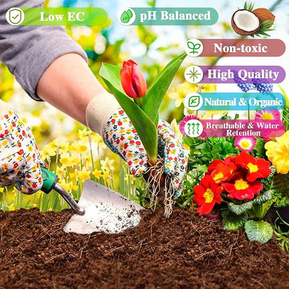 ZeeDix 5 Pack Premium Coco Coir Brick, Organic Compressed Coconut Coir Bricks Seed Starter Potting Soil for Plants, Coconut Fiber Substrate with Low EC &amp; pH Balance for Gardening Flower Herbs