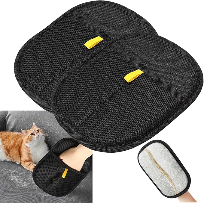 2 Pack Pet Hair Removal Gloves for Cats &amp; Dogs,2025 Electrostatic Pet Hair Removal Gloves for Bedding,Reusable &amp; Washable Efficient Grooming Gloves for Clothing,Furniture,Carpet,Car Seat,Pet Grooming