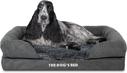 The Dog’s Bed, Medium Grey Faux Fur 30x23.5, Memory Foam, Pain Relief: Arthritis, Hip &amp; Elbow Dysplasia, Post Surgery, Lameness, Supportive, Calming, Washable Cover, Veterinary Approved