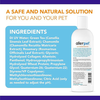 Allerpet Aloe Vera Free Cat Dander Remover - Pet Dander Allergy Relief, Natural &amp; Safe Allergy Relief for Cats and Humans, Soothing Chamomile &amp; Rosemary, Made in USA (12 oz)