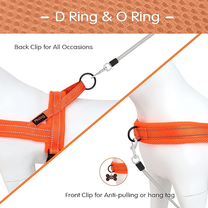 Didog No Pull Dog Harness with Soft Mesh Padded,Reflective &amp; Quick Fit Light Weight Dog Strap Vest Harness,Easy for Walking Training (S:Chest 18-22", Orange)