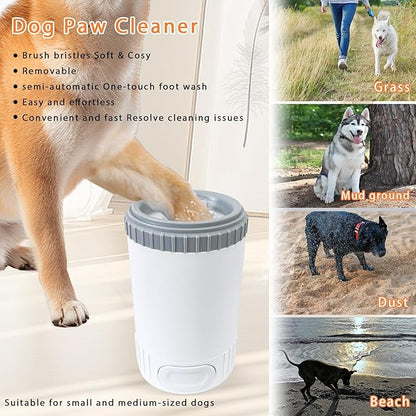 Dog Paw Cleaner with Absorbent Towel, Dog Paw Washer, Muddy Paw Cleaner, Dog Foot Cleaner, Plunger Style Dog Paw Washer, Paw Cleaner for Dogs, Suitable for Small Breed &amp; Medium Breed Dogs